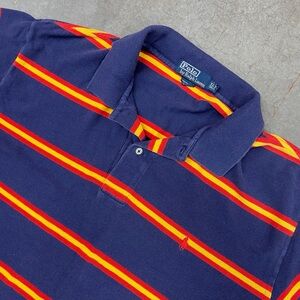 VTG Polo Ralph Lauren Cotton Striped Polo Shirt Mens XLT Tall